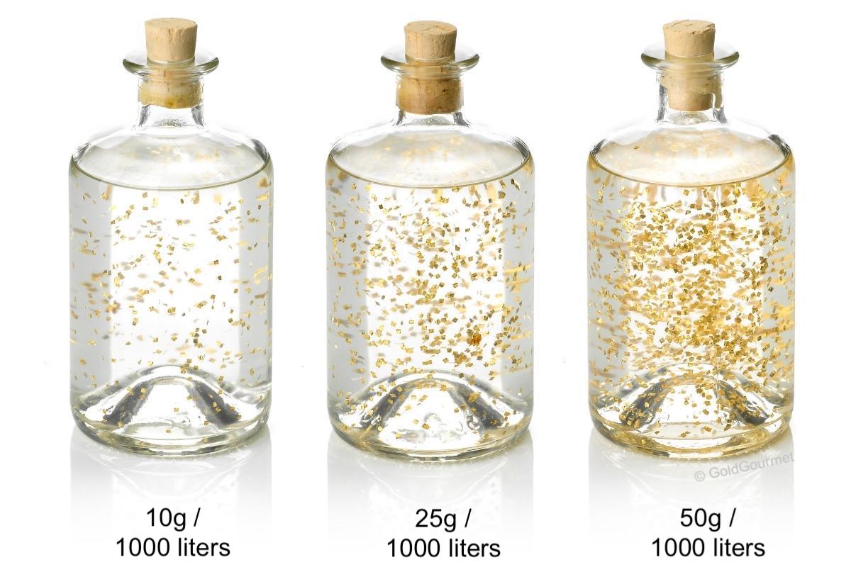 99.99% Purity Edible Gold Leaf Flakes - 120mg Bottle (Texture Level 2:  Medium Particle) | Goldleafking | Multi Purpose Wine Beverage Liquor  Bartender